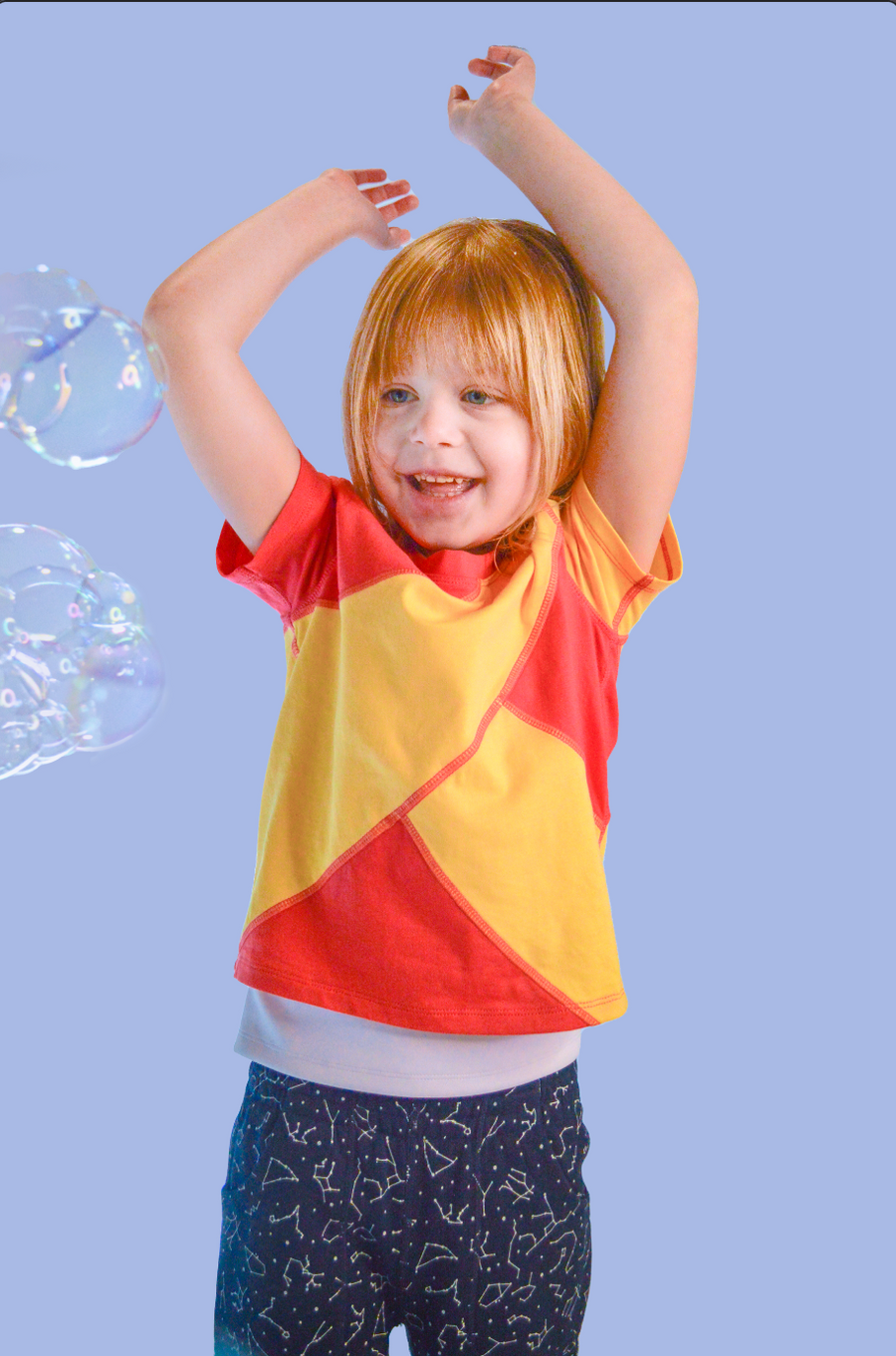 Autistic girl in compression lined t-shirt