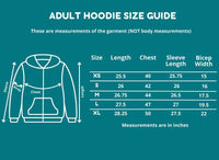 size chart for adult sensory hoodie