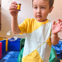 Autistic boy in sensory friendly t-shirt