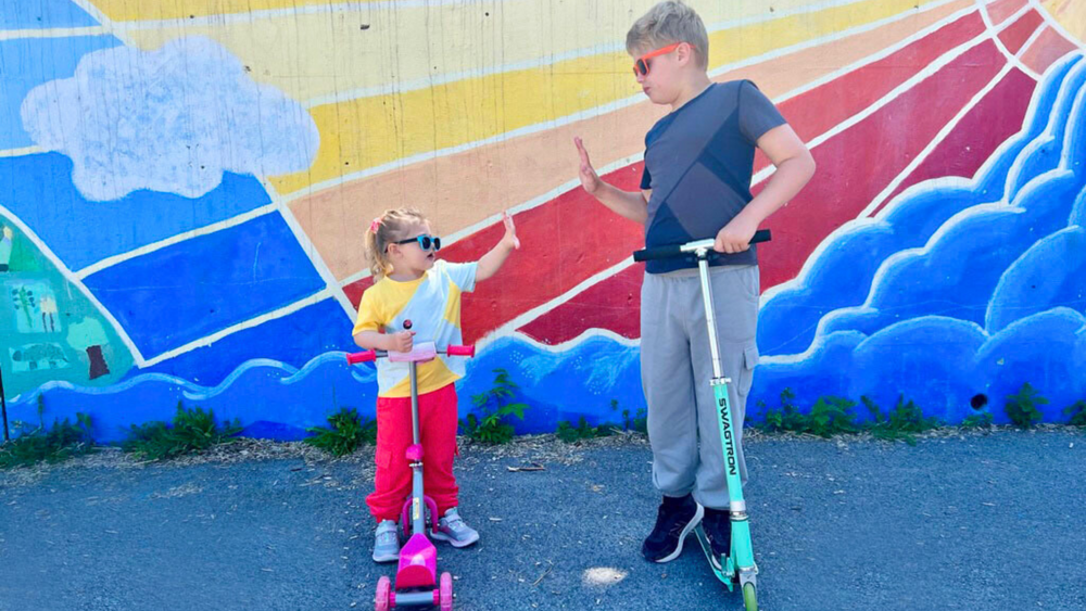 Autistic siblings in their sensory friendly clothing