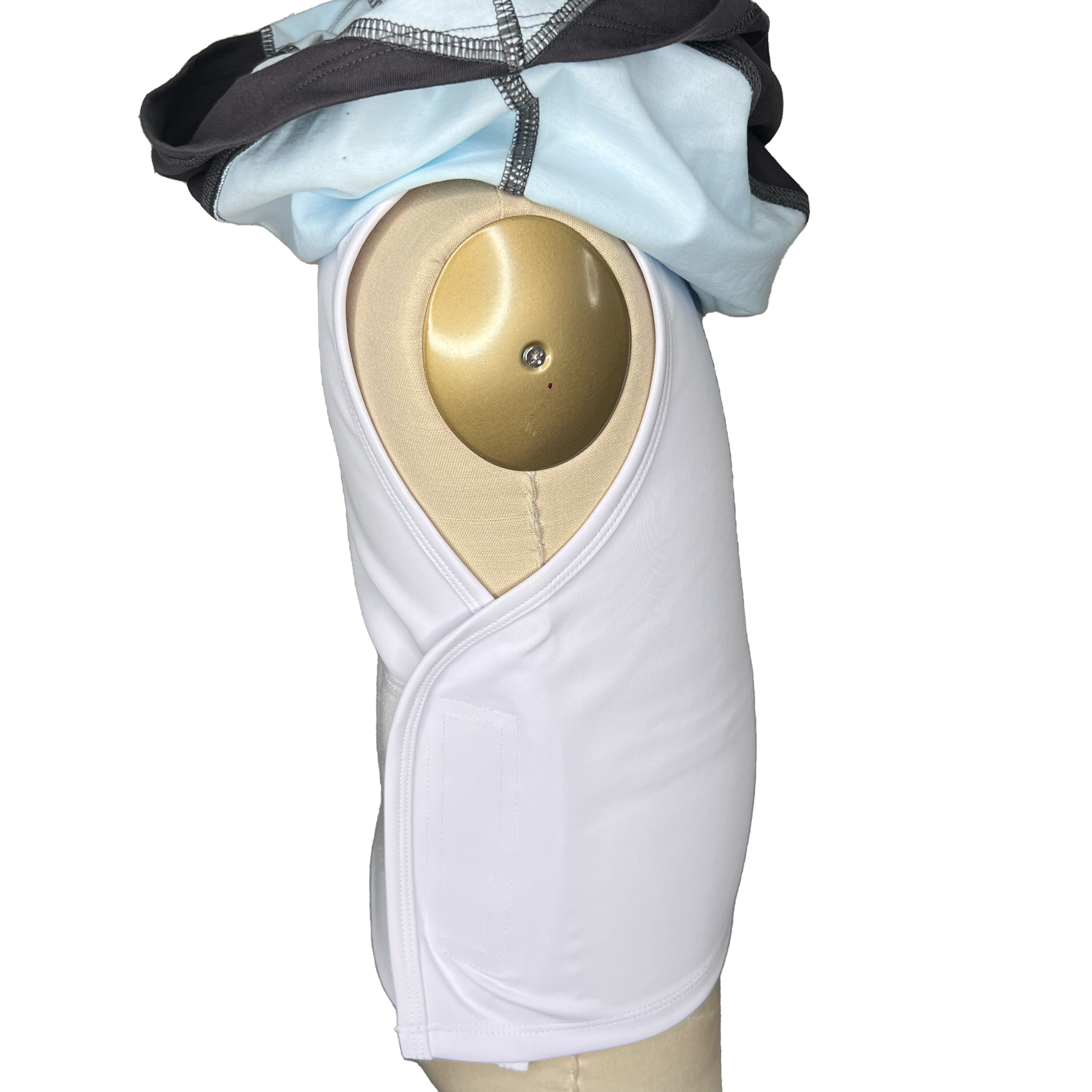 Side view of adjustable compression lining of sensory shirt
